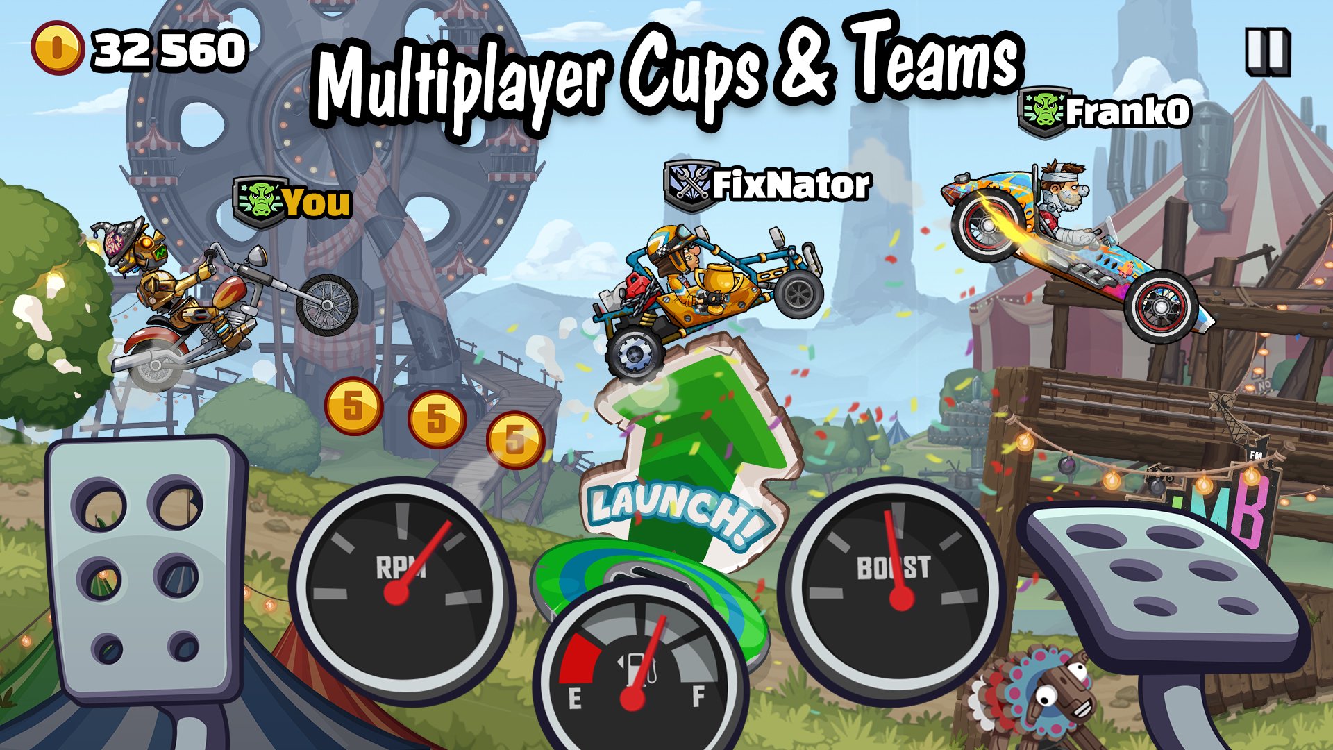 Hill Climb Racing 2 — гонка по зимней трассе