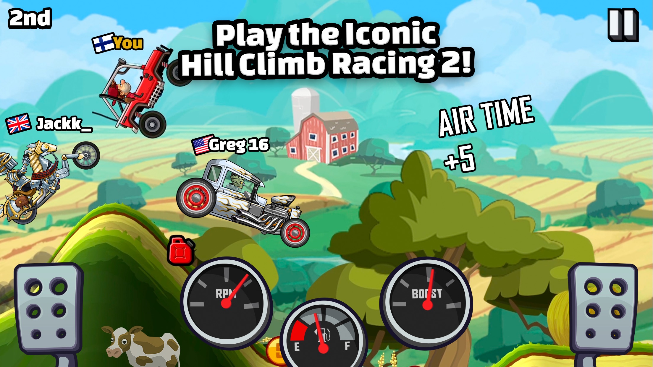 Hill Climb Racing 2 — джип на фоне горного бездорожья